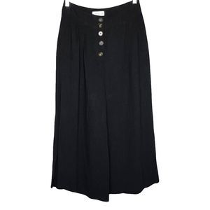 Linen Lux Pants Womens Medium Black Wide Leg Linen Blend Cropped Lagenlook‎ Boho